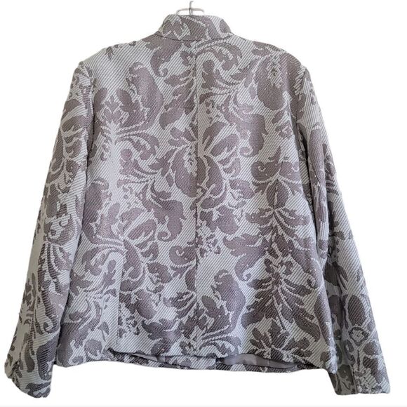 COLDWATER CREEK Womens Champagne Met Gold Jacquard  Blazer Jacket 16 - Picture 7 of 9